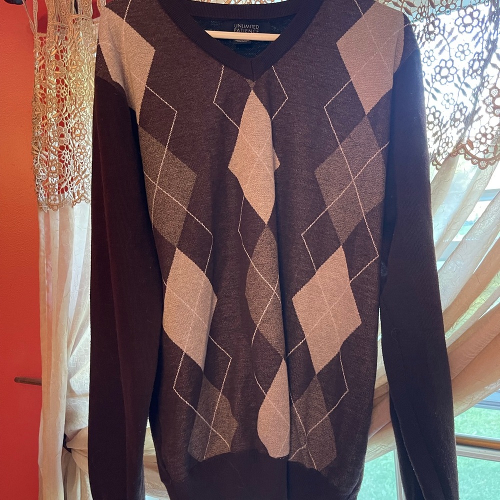 Brown argyle sweater